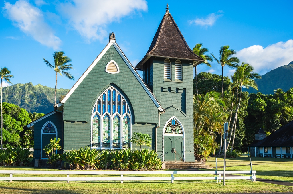 shot of Waiʻoli Huiʻia Churche on Kauai